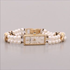 *Pasele 14K Diamond Cultured Pearl Wristwatch
